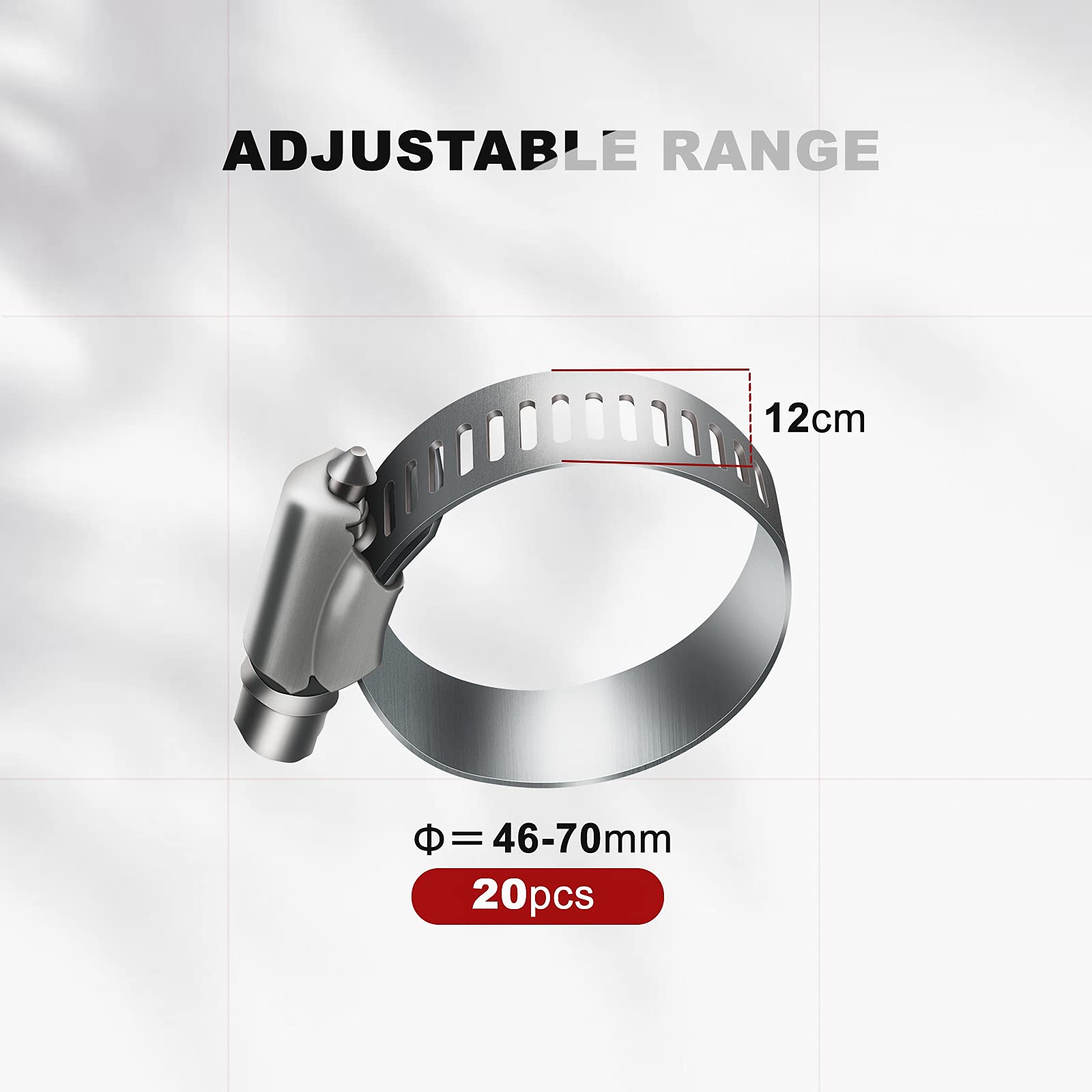 20pcs Adjustable Worm Gear Hose Clamp Stainless Steel Pipe Clamps - Image 2