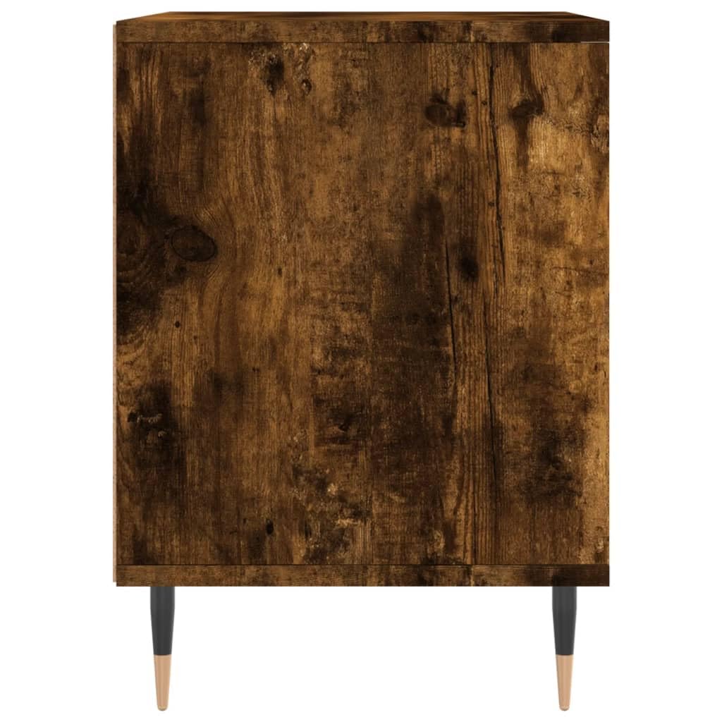 Stoliki nocne 2 szt. Dąb wędzony 40 x 35 x 50 cm materiał drewnopochodny z szufladą, stabilny mebel do telewizora z metalowymi nogami, dużo miejsca do przechowywania książek i dekoracji