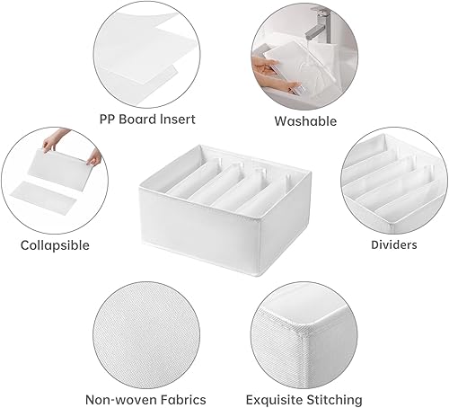 Miniatura 5 de Coorganisers Paquete de 4 organizadores de cajones de jeans para ropa, organizador de ropa de armario de 5 rejillas, organizadores de armario de