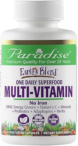 Earth 's Blend One Daily Superfood Multivitamínico Sin Hierro (60 Cápsulas Vegetarianas)