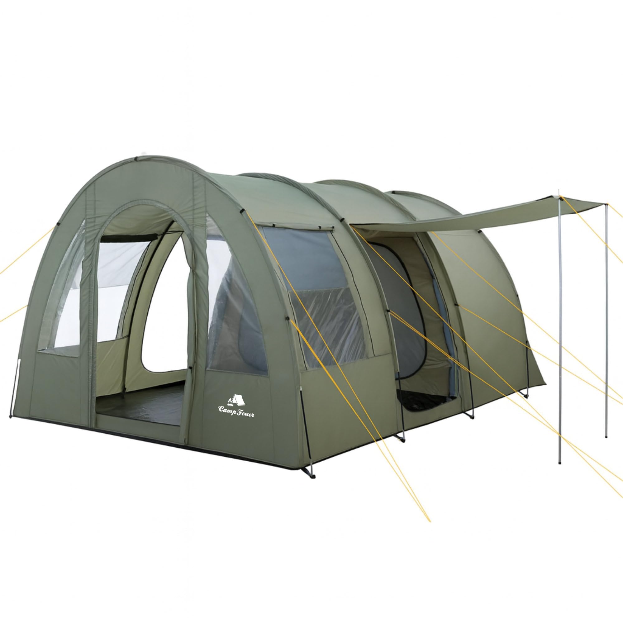 CampFeuer Tienda de Campaña Familiar Tipo Tunel para 4 Personas Extragrande TunnelX I Columna de Agua 5.000 mm I Impermeable con 3 Entradas