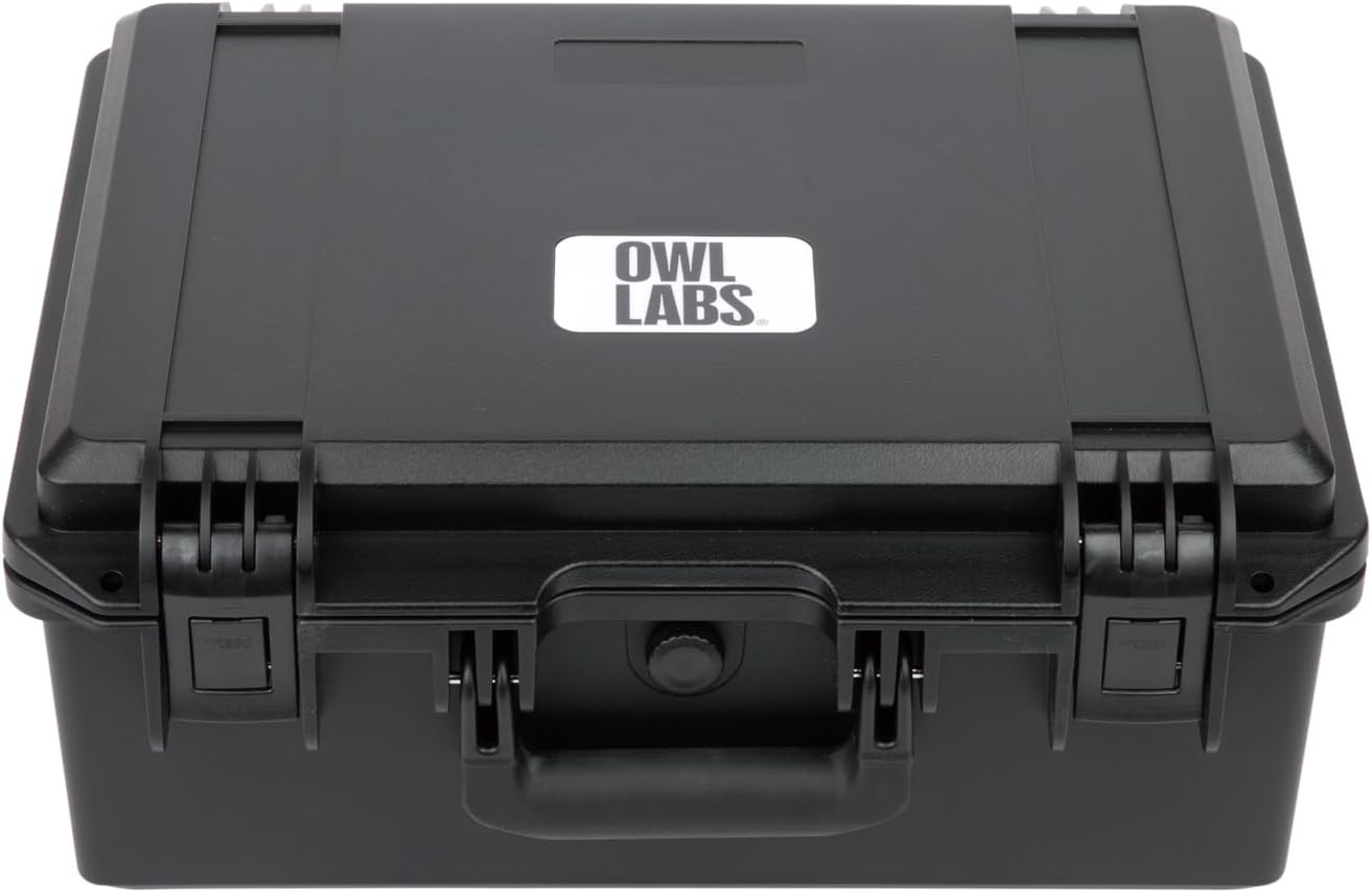 Owl Labs Official Meeting Owl Hard-Sided Carrying Case - fits any version of the Meeting Owl, USB and power cables, Expansion Mic, and power supply.
