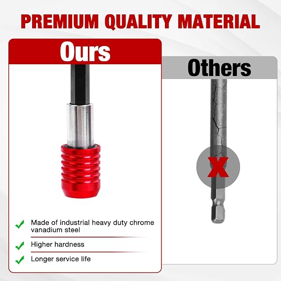 Drill Bit Extension 2/4/6/12, Magnetic Bit Holder 4 Pcs, Drill Extension Bit Holder 1/4 Hex, Bit Holder for Impact Driver CR-V Steel Quick Release for Screwdriver Bit Nut Drill Socket by XIOGZAXI