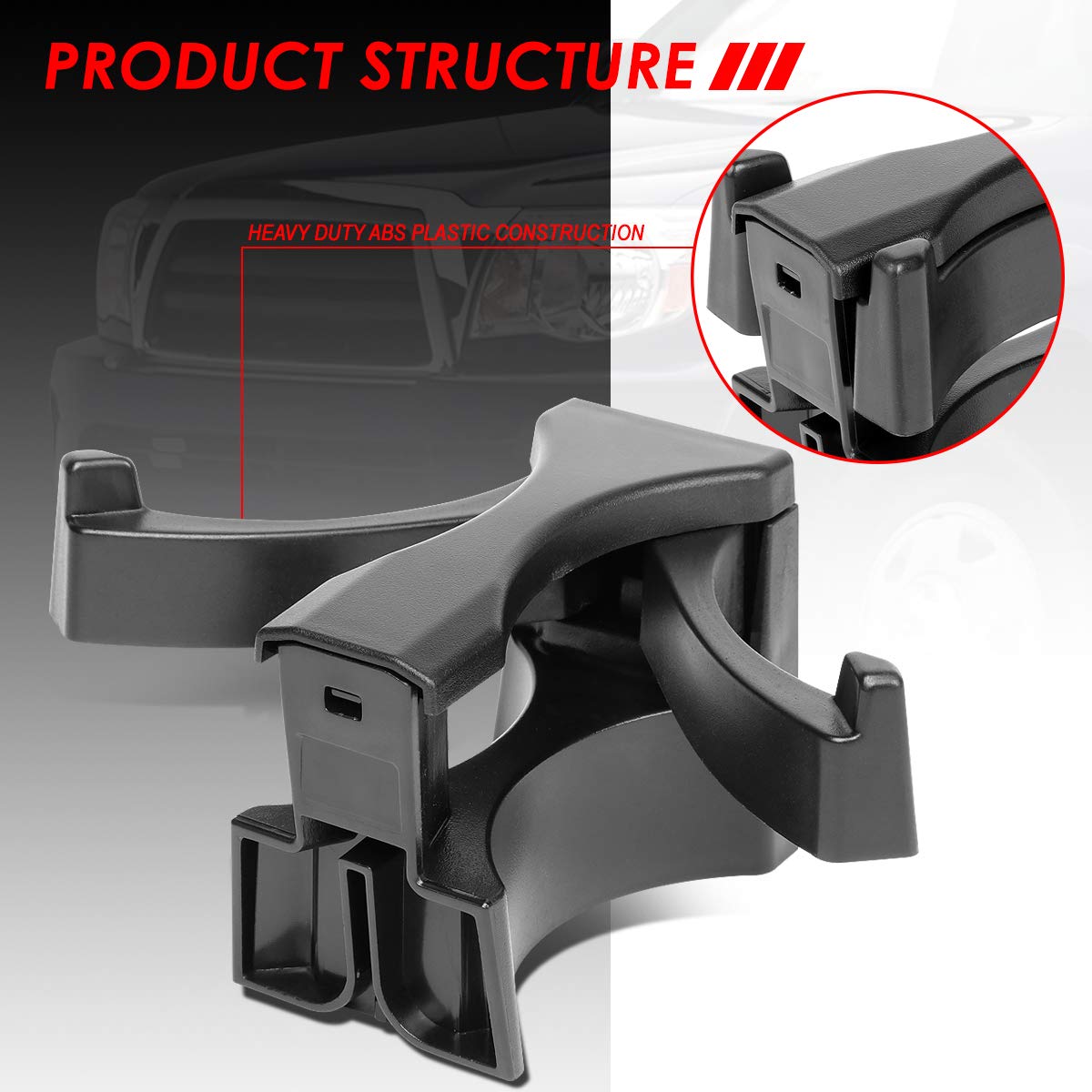 Auto Dynasty Rear Center Console Cup Holder Insert Drink Bottle Divider Replacement for Toyota Sequoia 08-16 Tacoma 05-09