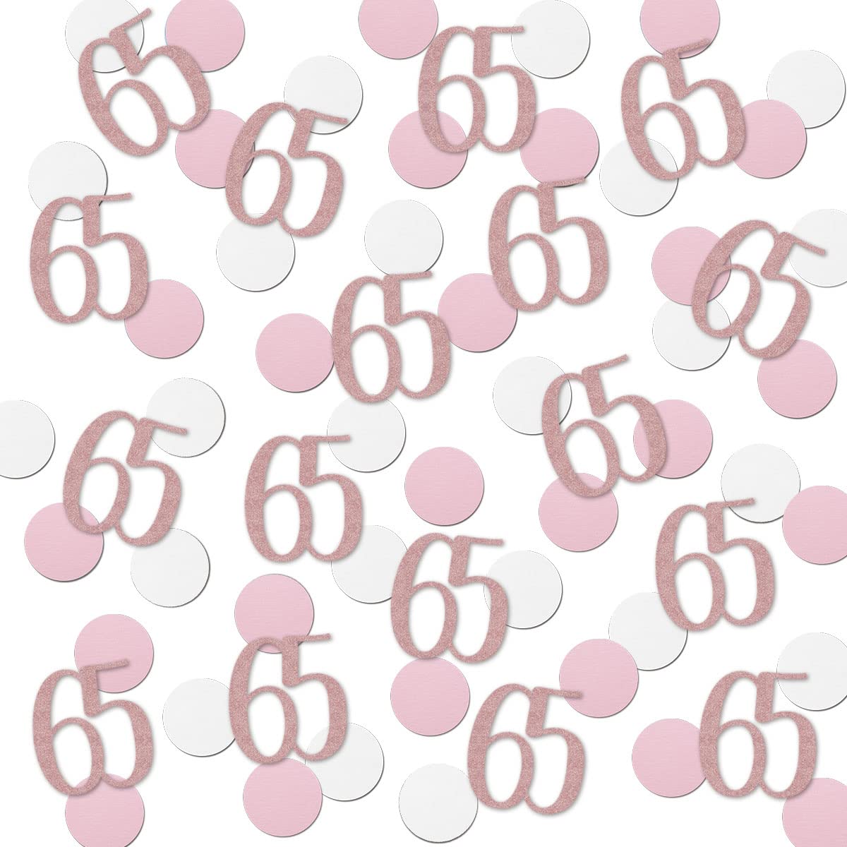 Rose Gold 65 Confetti, 65th Glitter Birthday Number Confetti, 200pcs Anniversary Party Table Decoration Supplies
