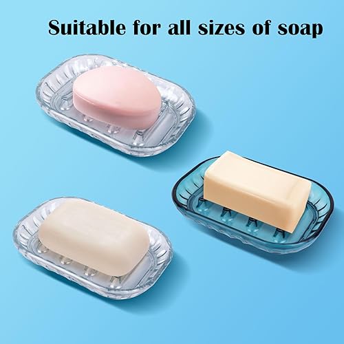 Miniatura 7 de AMUONTY Paquete de 2 soportes para jabonera para barra de jabón, jaboneras de baño, jabonera, protector de jabón, bandeja de jabón blanda para