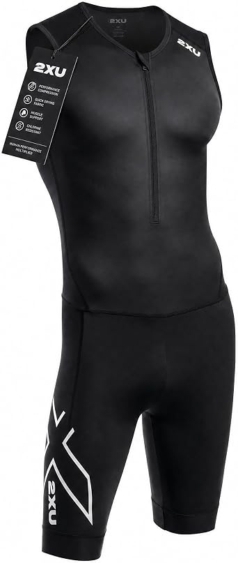 2XU Mens Core Sleeved Trisuit for Triathlon, Fitness & Race Day, Chamois, Pockets, Quick-Drying