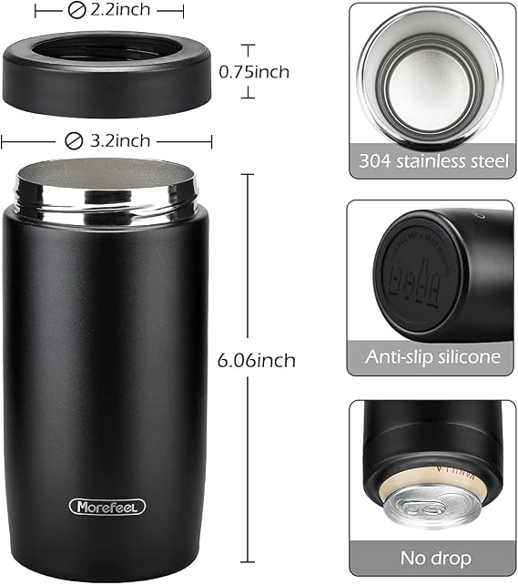 Morefeel 4-in-1 Insulated Can Cooler for 12 oz Cans & Bottles