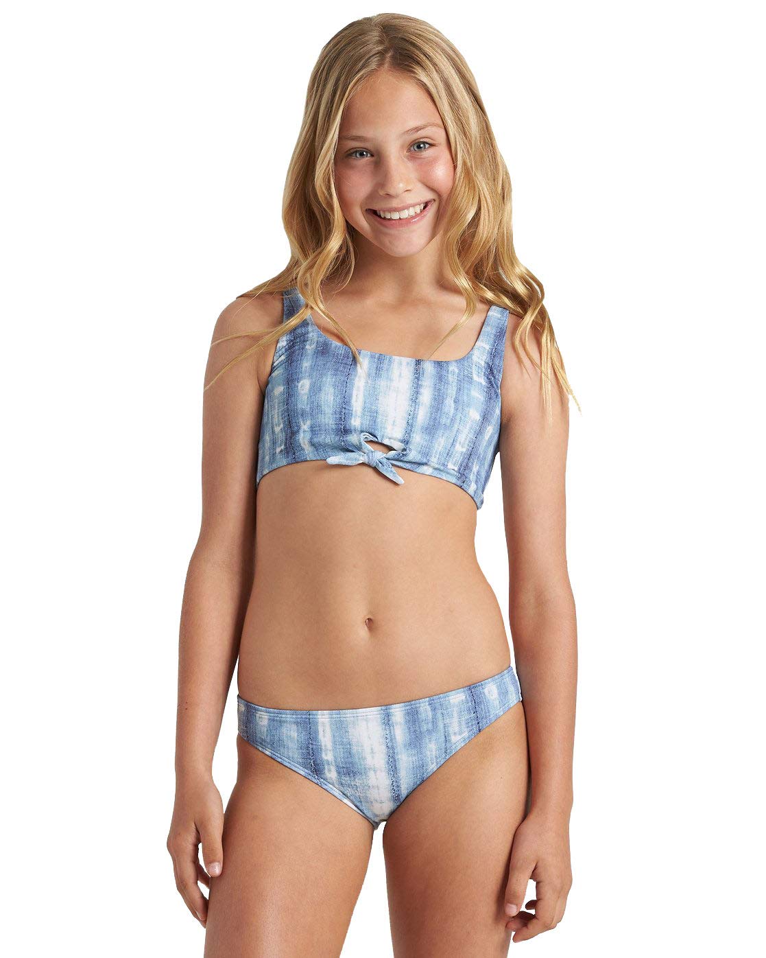 Billabong Girls' in A Wave Tie Tank Two Piece Swim Set, Surf Blue, 8