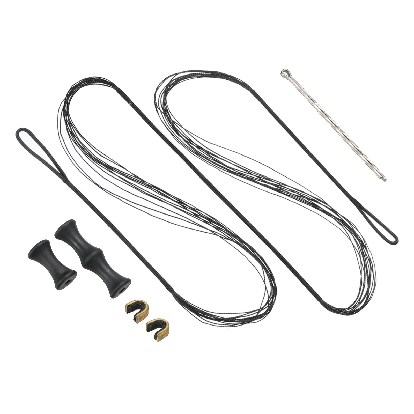 PATIKIL 44 Inch Bow String Replacement, Archery Bowstrings Accessories 12 Strands Bowstring with Finger Guard & 2 Brass Nock Points for Traditional Recurve Longbow, Black