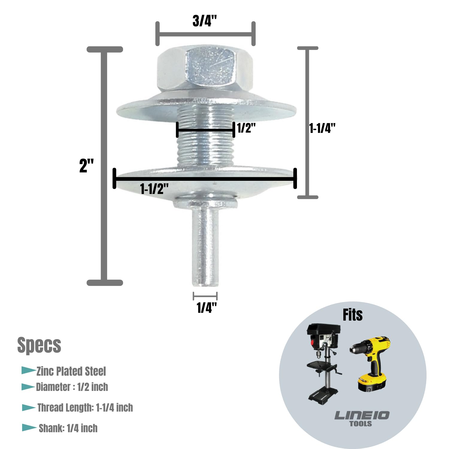 1/2in Drill Arbor Adapter for Buffing, Grinding Wheels, 1/4in Shank — Amazon image 4