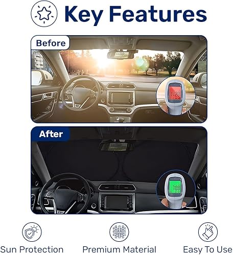 Miniatura 3 de GENANY Divertido parasol para parabrisas para sedán, SUV, camión (55 x 29 pulgadas), parasol de automóvil, bloquea los rayos UV, accesorios