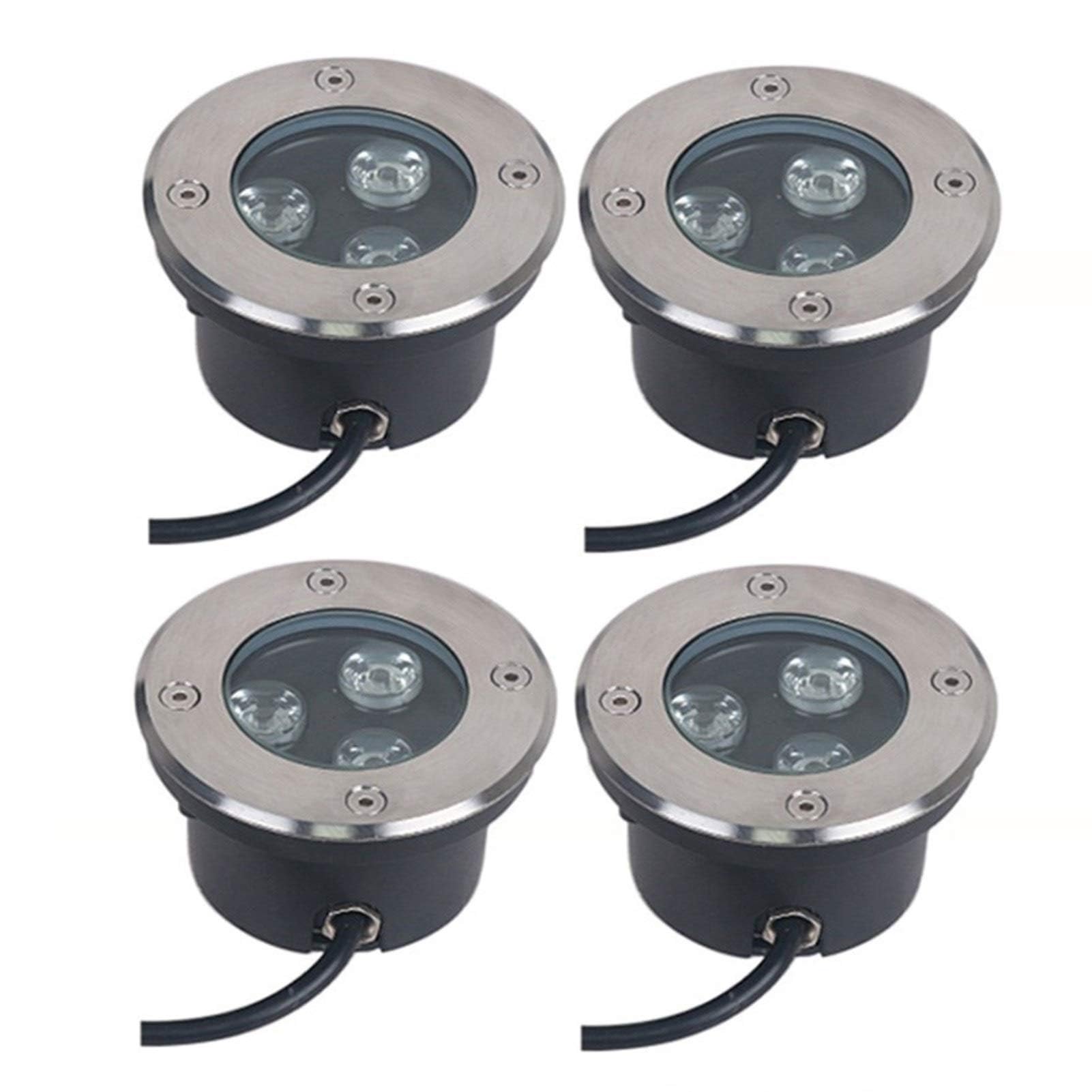 Generisch Lampa ogrodowa LED, 4 sztuki, ultra cienkie, wodoszczelne lampy LED do zabudowy w podłodze, 3 W, reflektor do zabudowy, do ogrodu, na podwórko, taras – oświetlenie zewnętrzne IP67 (żółta, 12