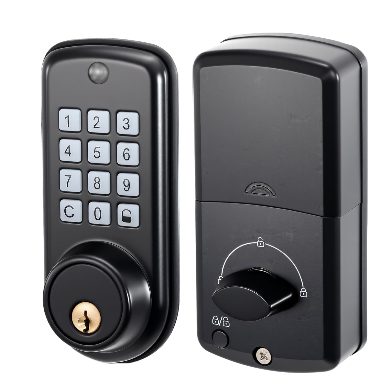 Serrure intelligente de porte d'entrée pour code de 4 à 16 chiffres avec clé