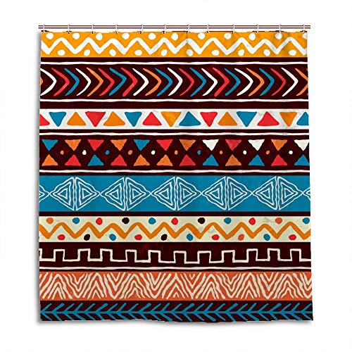 Rideau de douche africain en polyester imperméable avec crochets décoratifs - 2