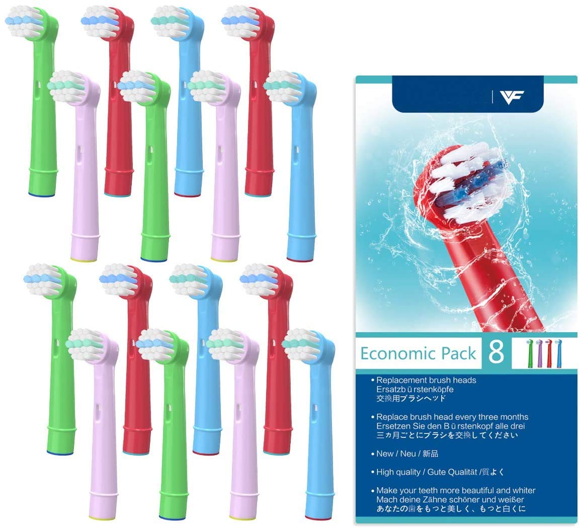 WuYan Cabezales de cepillo de dientes para niƱos compatibles con cabezal de cepillo de dientes Oral B, 16 cabezales de cepillo de dientes elƩctricos para niƱos para Oral B EB10 D12 D10 DB4510K D100K