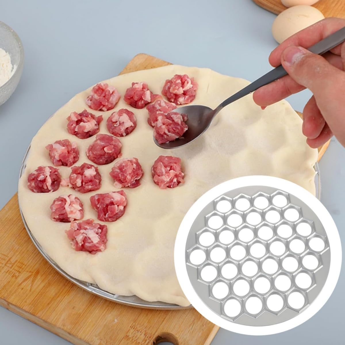 Moule à Ravioli 37 Trous - Diamètre 25 Cm - En Alliage D'Aluminium - Pour Boulettes, Pelmeni, Pierogi - DIY