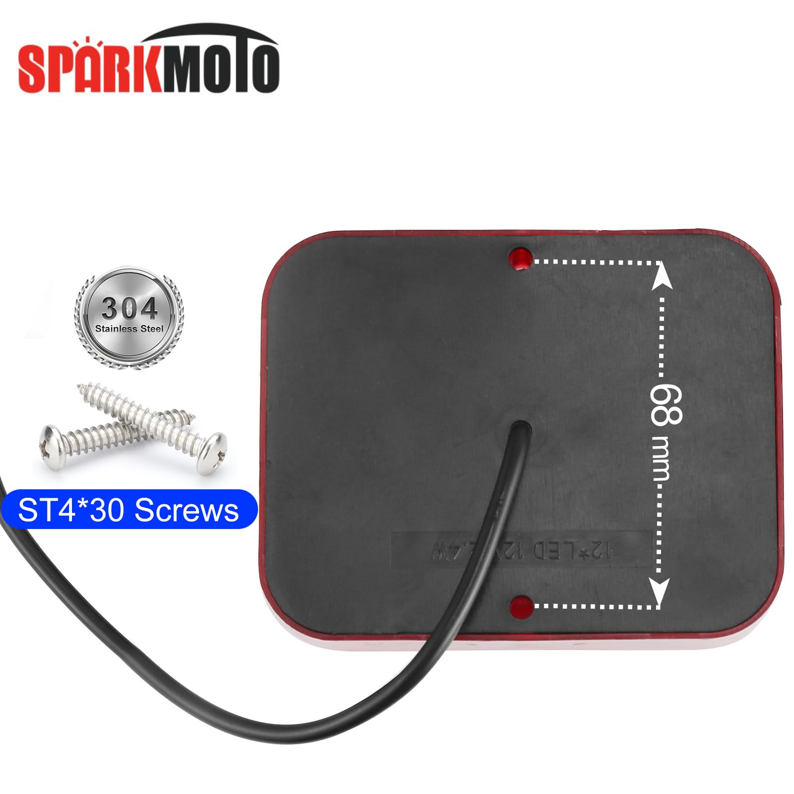 1 x tylne światło przeciwmgielne LED, światło przeciwmgielne, czerwone 12 V, znak kontrolny E, wodoszczelne, do samochodów osobowych, traktorów, przyczep kempingowych, tylnych świateł