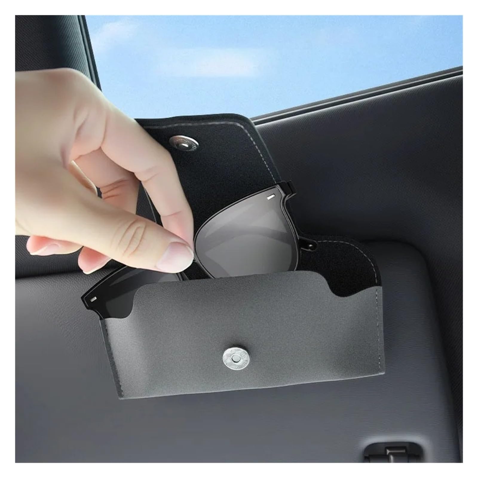 Support Universel Lunettes Auto pour Voiture Pare-Soleil Plaque Étui À Lunettes Auto Parasol Pince De Soleil Support Organisateur Daim