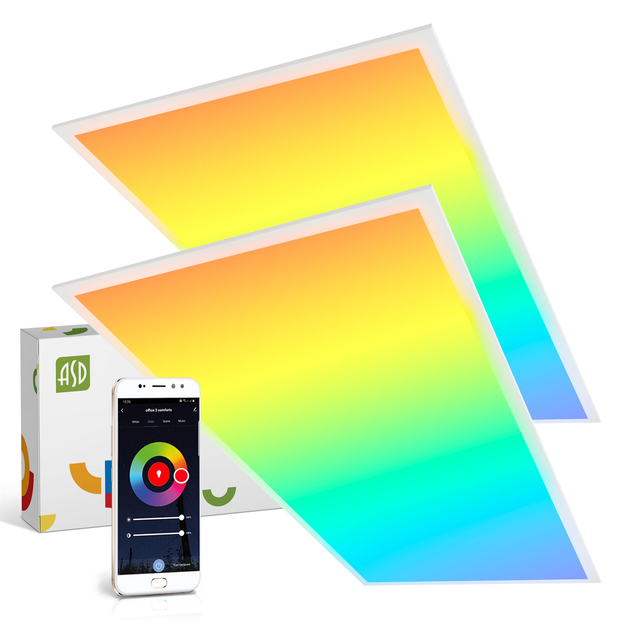 ASD 2 Pack 2x4 Smart RGBW LED Flat Panel Light - 40W UL | 4961LM