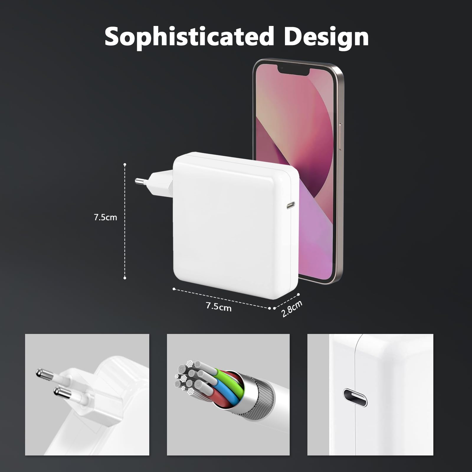 Chargeur USB C 100W Compatible MacBook Pro 13 14 15 16 Air 13 15 2025 2024 2023 iPhone 16 15 iPad Pro Air
