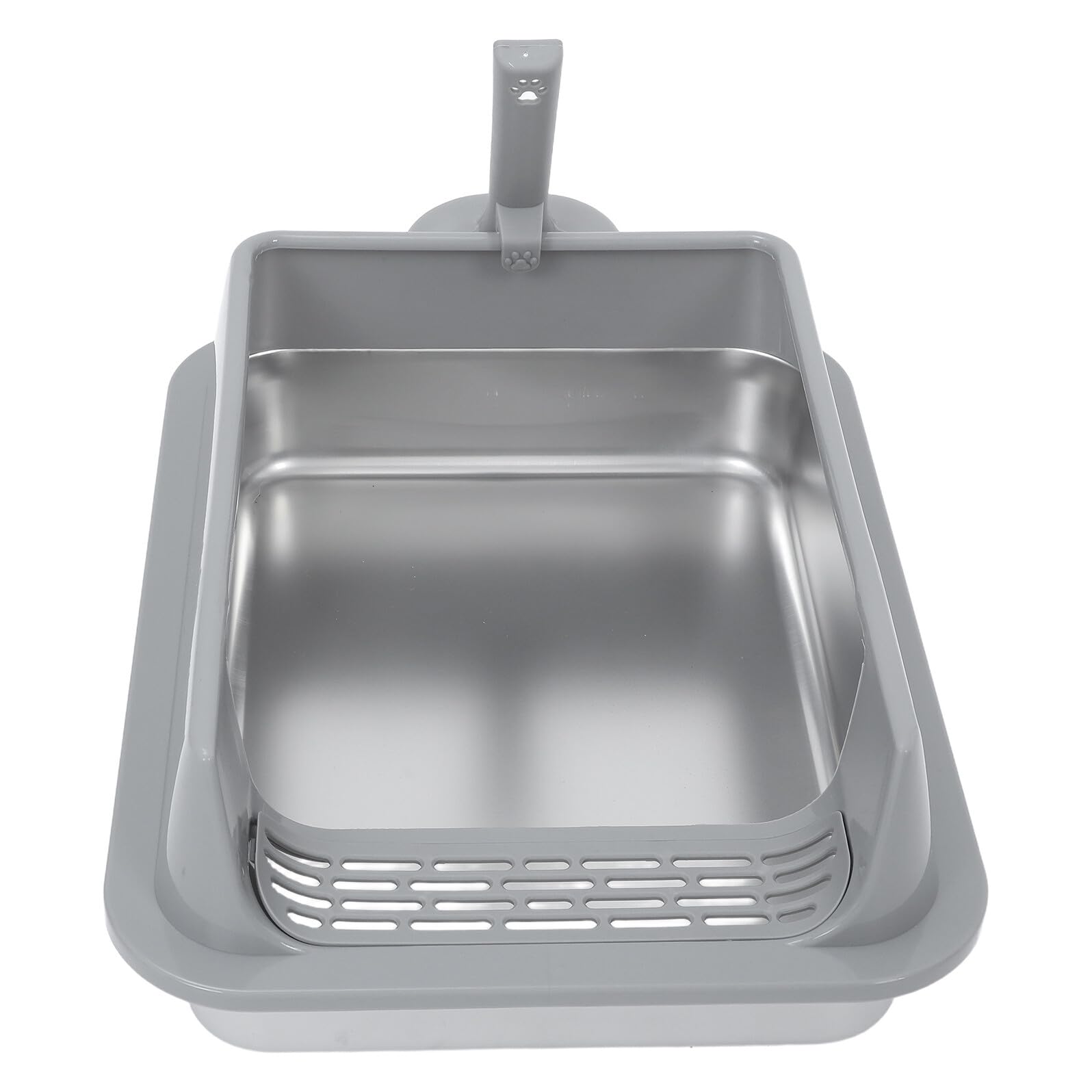 BESTonZON Edelstahl Katzenklo mit Abdeckung Tiefe Metal Katzenstreu Schale Rostfrei und Langlebig Geräumig für Kätzchen Senioren und Kaninchen Modernes Design für Innenbereich