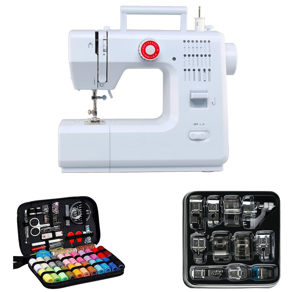 618 Machine à Coudre électrique Multifonction avec Pédale, Mini machine à coudre 20 points Machine à Coudre électrique pour Débutants (Machine à Coudre+Kit de Couture + 11 Pieds Presseurs)