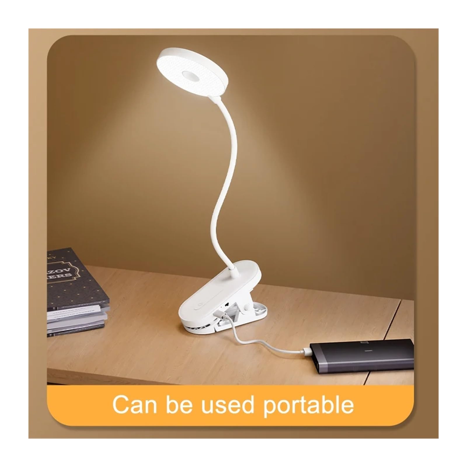 Lámpara de escritorio con Clip, lámpara LED portátil de escritorio, lámpara de escritorio for libros, atenuación continua temporizada, lámpara de estudio de lectura con protección ocular de 1200 Mah