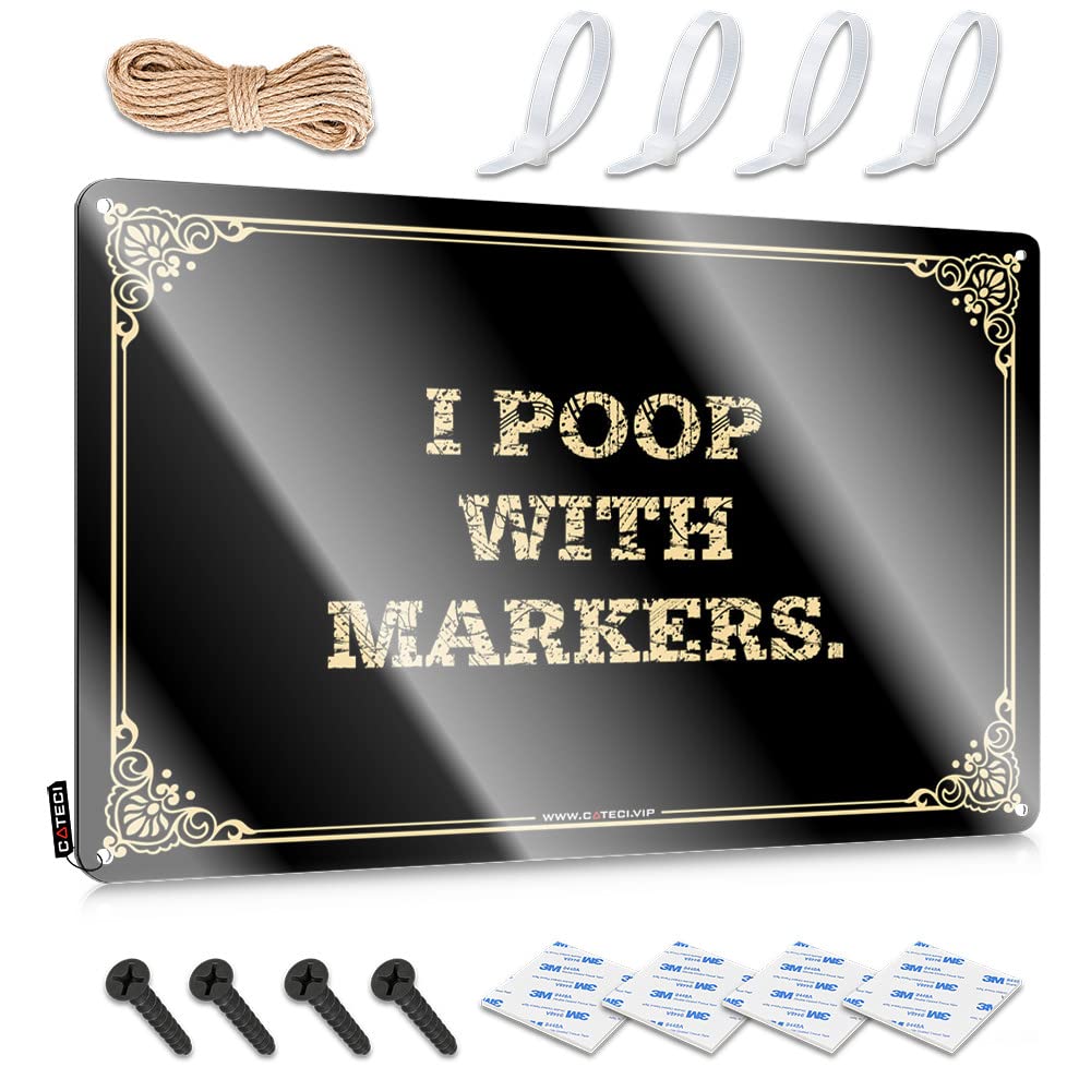 MWFKKADDB Funny Man Cave Signs I Poop With Markers. Tin Sign Sports Bar Decor Metal Signs Funny(30X40CM)