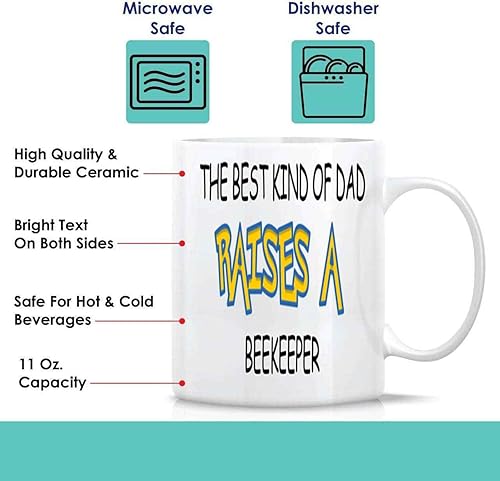 Miniatura 4 de Beekeeping Dad Gift - Hilarious Bee Farm Humor - Natural Multicolor Design - Ideal for Beekeeper Appreciation - 11 Oz White Ceramic Coffee Mug