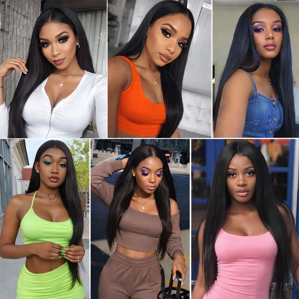 Straight Human Hair Bundles 14 16 18 Inch 3 Bundles Deal 10A Brazilian Virgin Hair 1B Natural Black Silky Soft
