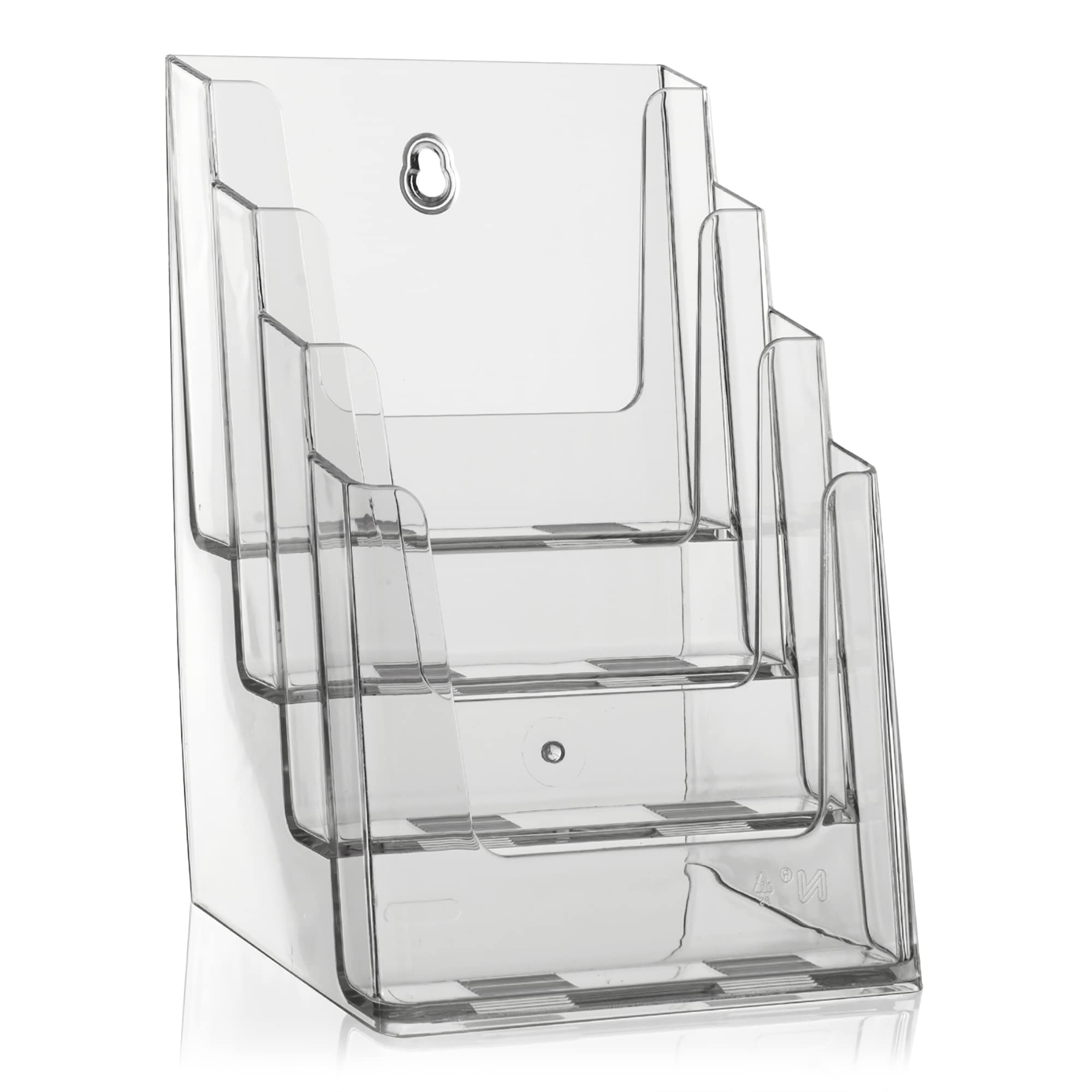 VITAdisplays® Expositor de folletos DIN A5 con 4 niveles, transparente (NE-164)