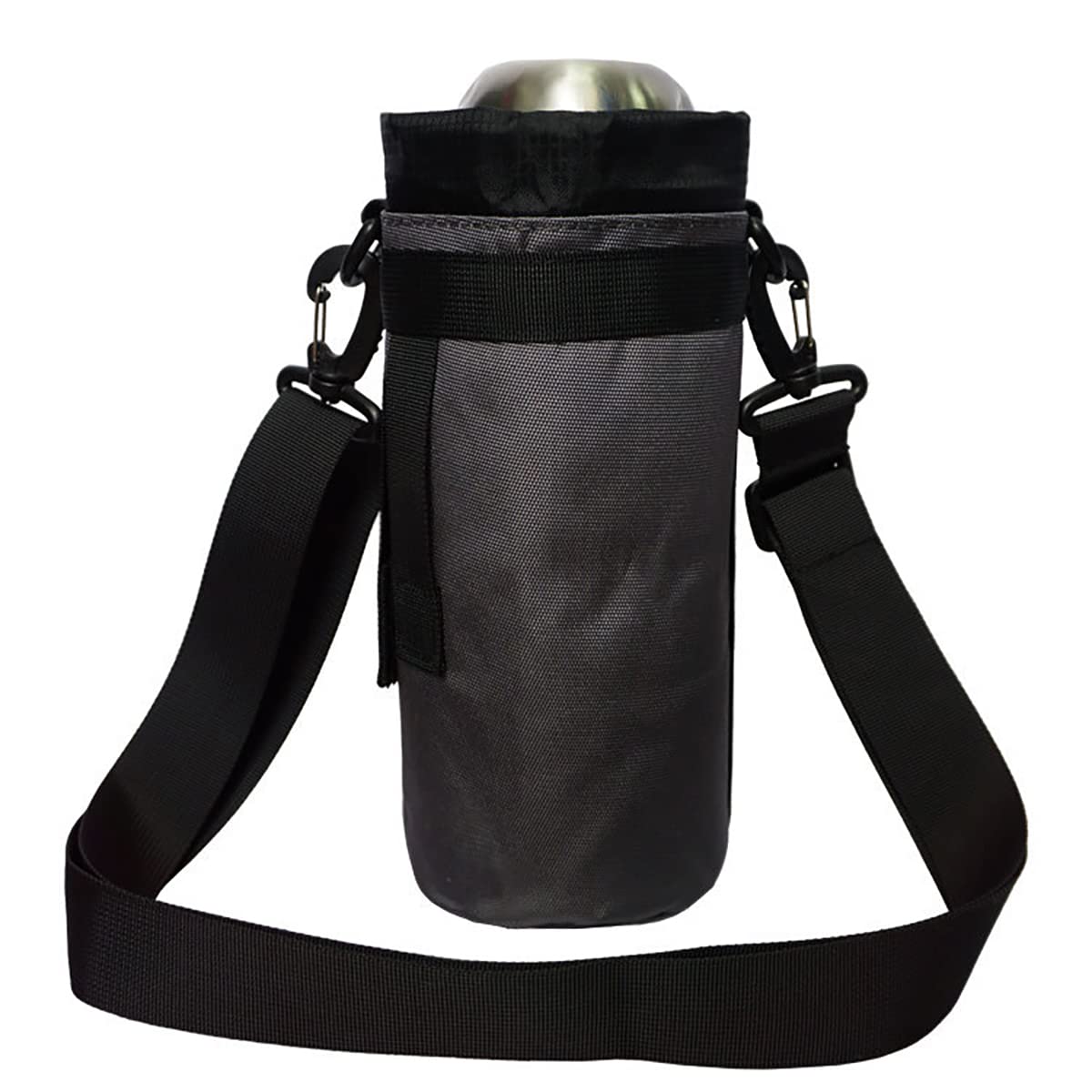 Verve Jelly Water Bottle Holder, 50oz Bottle Carrier Sports Water Bottle Bag with Adjustable Shoulder Strap, Flask Sling Kettle Bag Drawstring Pouch for Climbing Hiking Walking, Grey