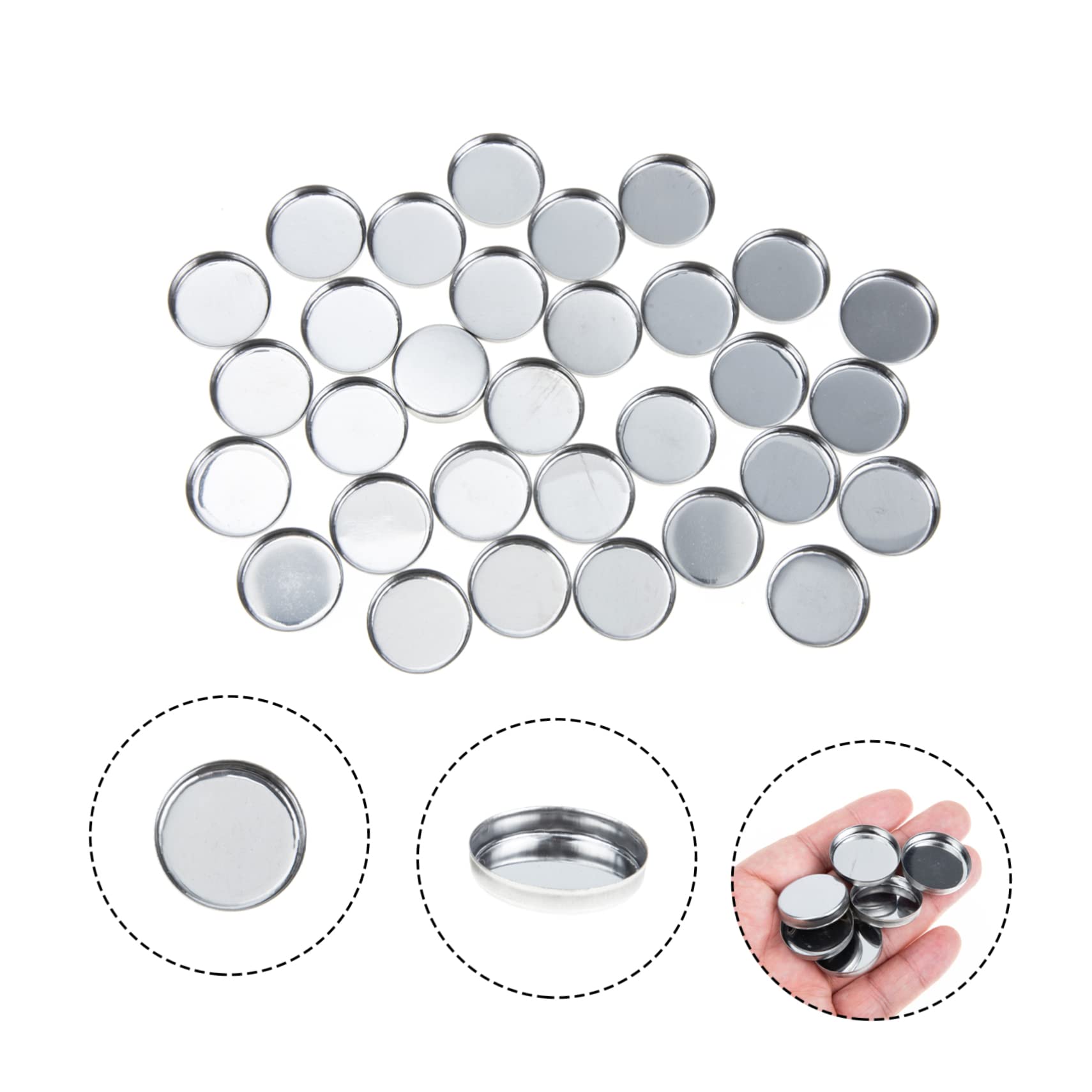 IWOWHERO 2sets Empty Eyeshadow Pans Blusher Tray Metal Pans for Diy Cosmetics Travel Size 30pcs*2