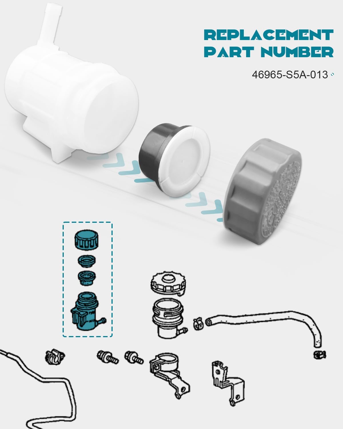 Clutch Fluid Reservoir Tank Fit for Honda CR-V CR-Z Civic Element FIT Repalce 46965-S5A-013