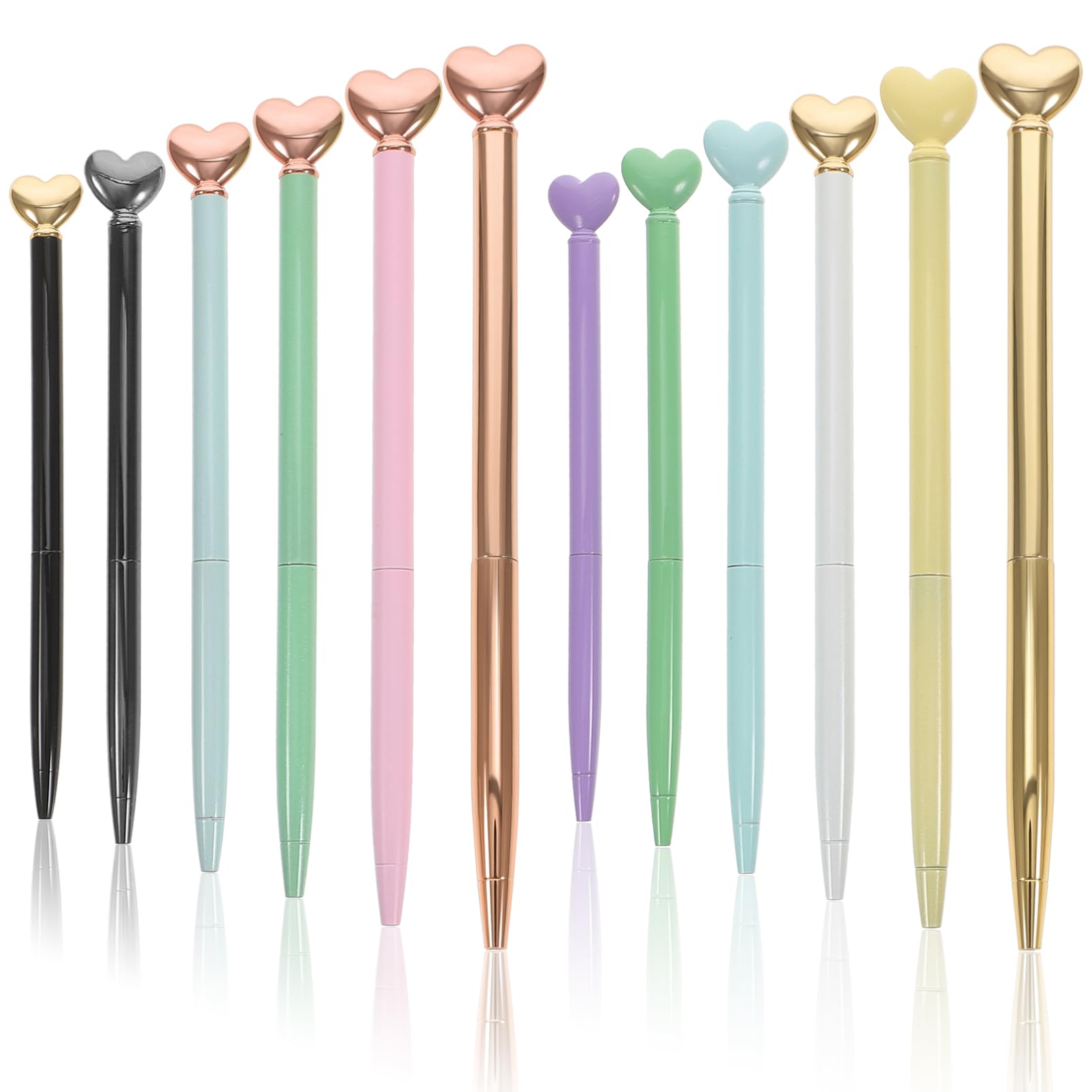 VILLCASE 5 Sätze Love Metal Pen Löschbare Stifte Kugelschreiber Multipack Blaue Stifte Kugelschreiber Roll Schwarze Schlüsselanhänger Tragbarer Schreibstift Rote 12 Stück * 5