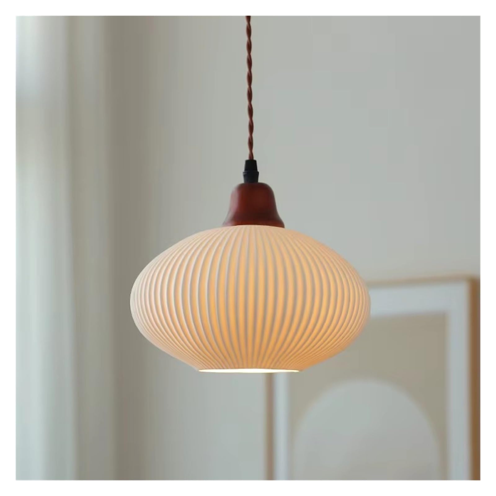 KLXSIVU Nordic Minimalist Chandelier Creative Solid Wood Ceramic Lamp Bedroom Living Room Restaurant Light Hotel Cafe Lightings Fixtures,One Color-D15cm