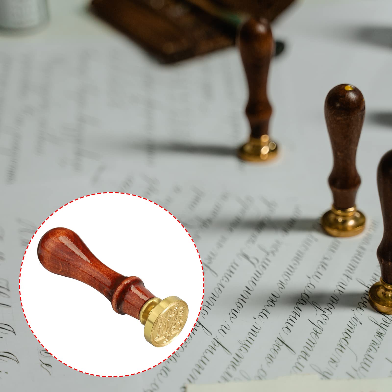 YOKIVE Alphabet Wax Seal Stamp, Letter Stamper with Removable Handle Head Decorate Postcards - Image 4