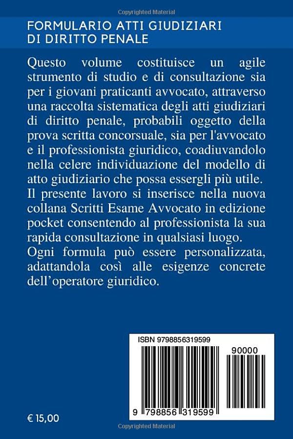 Miniatura 2 de Formulario Atti Giudiziari di diritto Penale Il tascabile per lesame scritto di avvocato (KIT FORMULARI E PRINCIPI Il tascabile per l'esame scritto