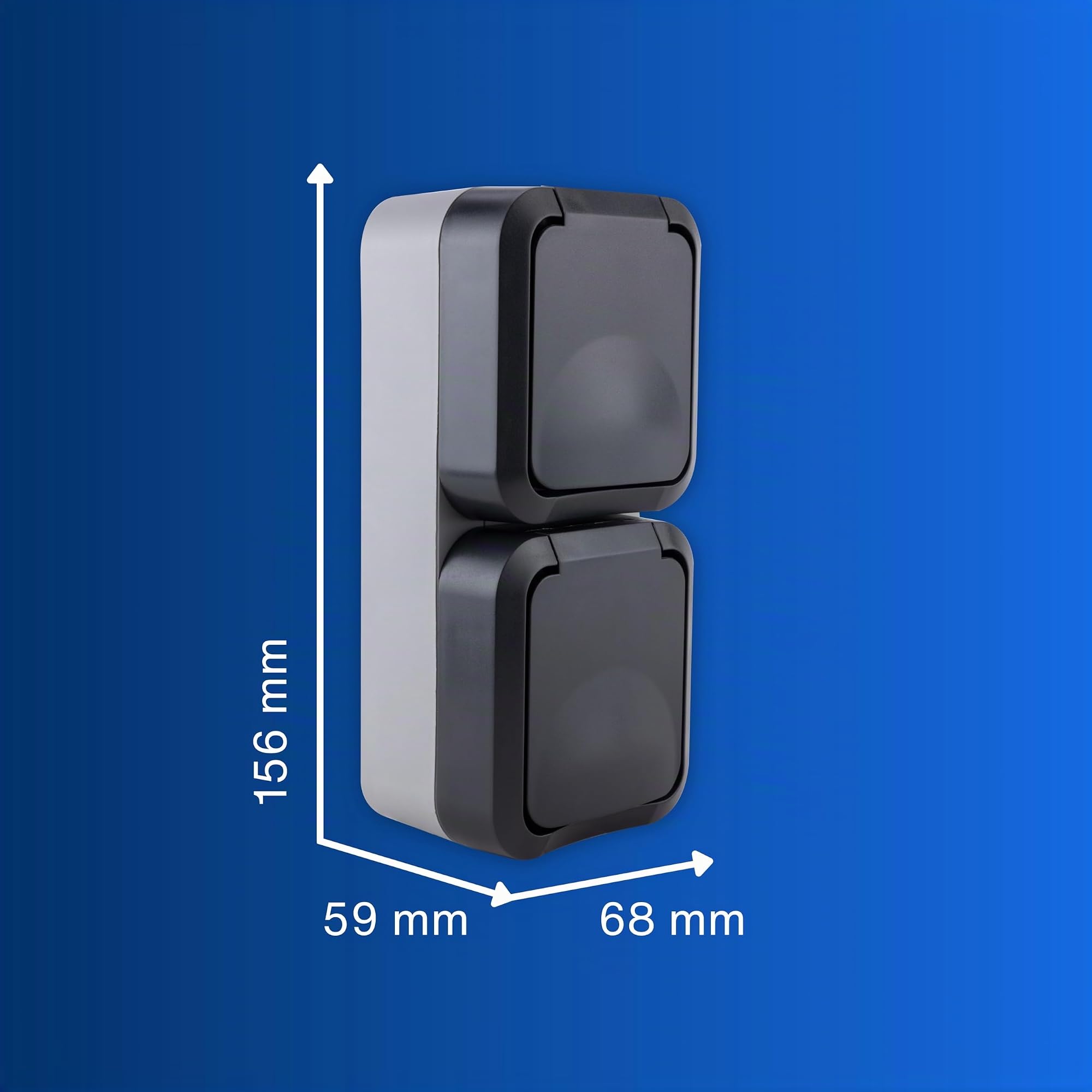 REV - AquaStorm, doble enchufe, IP55, bipolar, montaje en superficie vertical, 230 V, 16 A, antracita