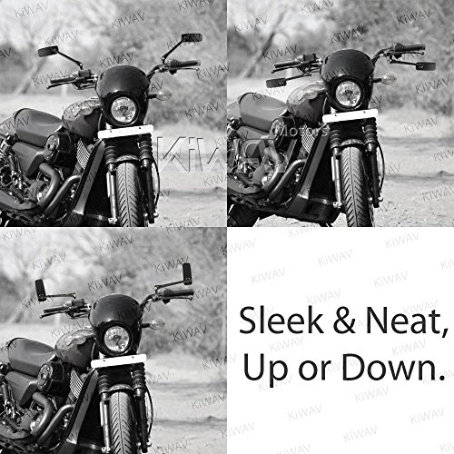 KiWAV Motorcycle Mirrors Rear View Side Rectangular ClassicPlus Chrome Convex Aspherical Anti-Glare Blue Tinted Glass Longer Stem 8mm 1.25 Pitch Adapters for E-bike Scooter ATV Moped Pack of Pair