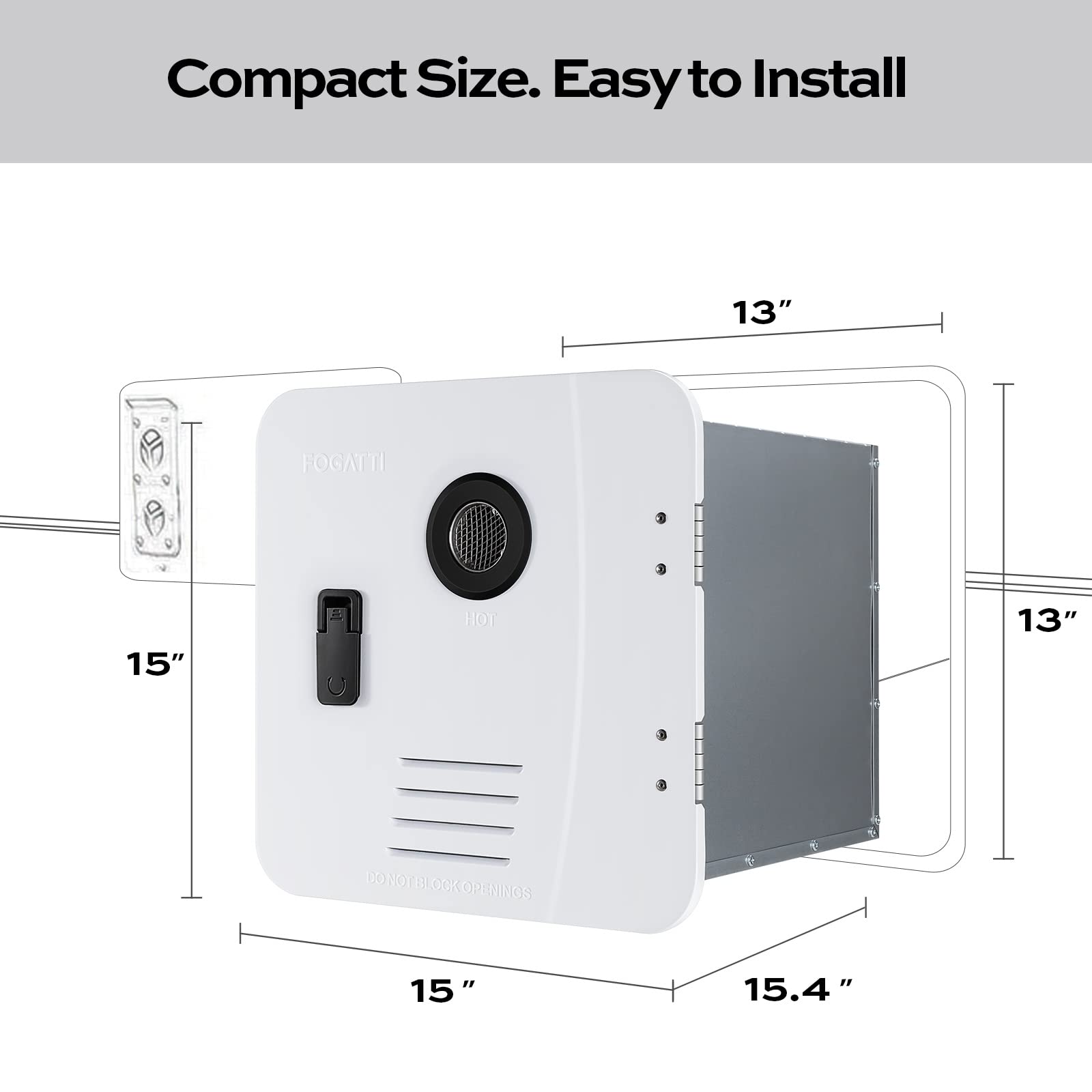 Fogatti Tankless RV Water Heater 3.5GPM 55000BTU with 15" x 15" White