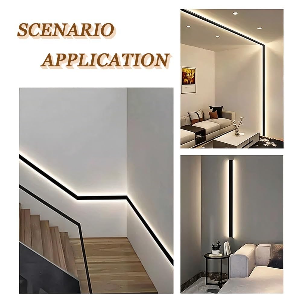 exproyzk Lámpara De Pared Moderna De 39 Pulgadas para Porche Y Patio | Lámpara de pared alargada de aleación de aluminio con sensor de movimiento, para escaleras, garaje y puerta de entrada