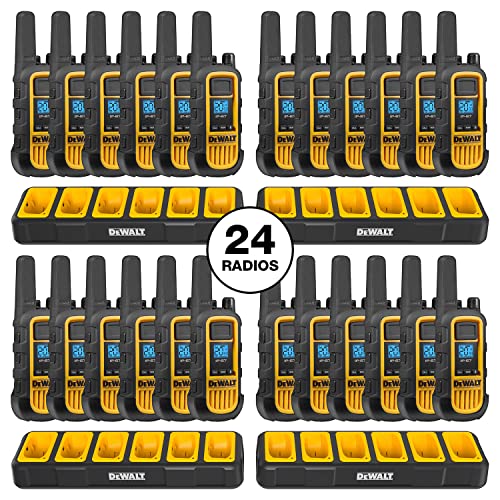 Dewalt Dxfrs800 2 Watt Heavy Duty Walkie Talkies - Waterproof, Shock Resistant, Long Range & Rechargeable Two-Way Radio With Vox (24 Pack W/ 4X Gang Chargers) (4Dxfrs800-Bch6) #TOP1