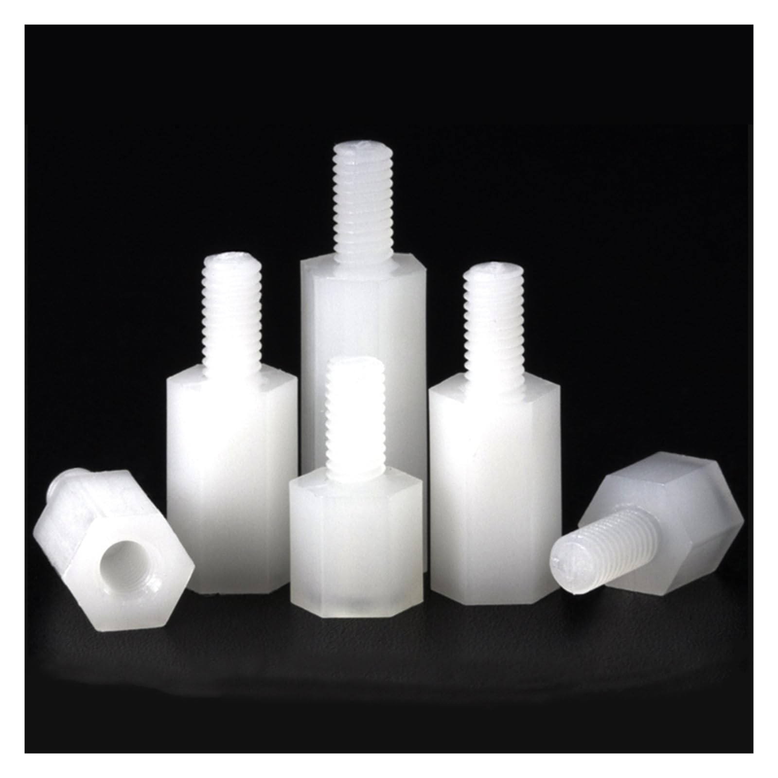 Viti distanziali esagonali in nylon bianco per scheda madre PCB e scheda madre M2 .5 M3 M4 M5 (14 mm (50 pezzi), M5 (filettatura 7 mm)