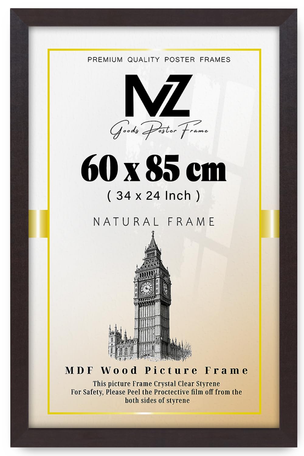 Modern Mdf Wooden Wide Mahogony Frame | 85x60 Cm Poster Frames Durable Sleek Acrylic Front | Jigsaw Puzzle Picture Frames Large Art Display For Home & Office Décor