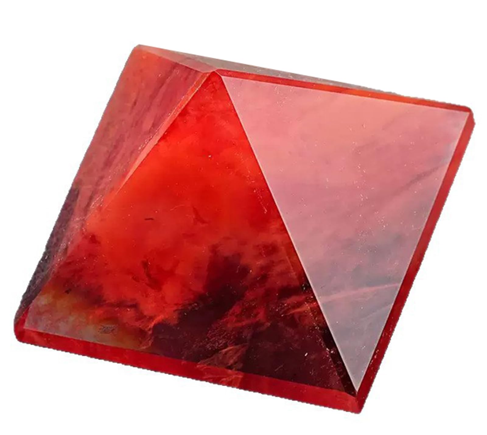 Piramide di cristallo di quarzo rosso fuso, scultura energetica in pietra | Generatore di energia, statuetta in pietra grezza di cristallo curativo, decorazione l'home office, realizzata a mano