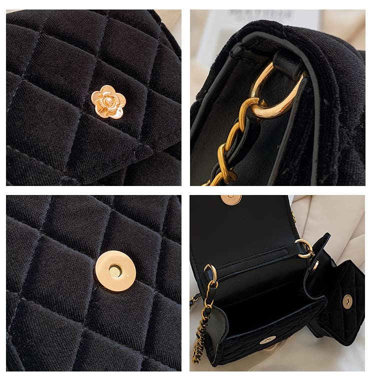 Women's velvet rhombus mini letter zero purse mobile phone bag diagonal shoulder bag4