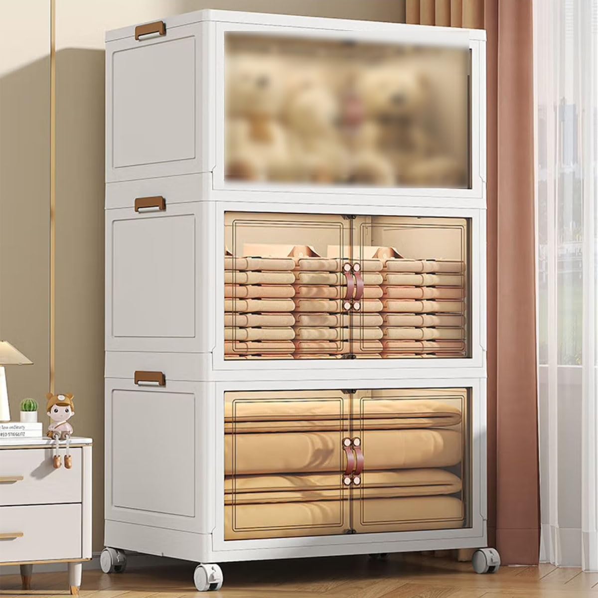 Boîte de rangement pliable en plastique lot de 3 pour armoire