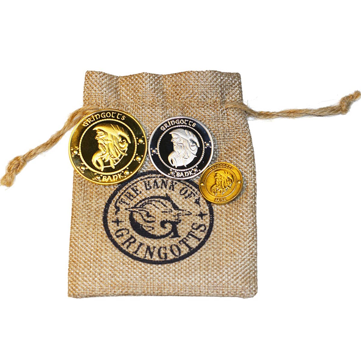 Amazon.co.jp: 3ピースコインハリー・グリンゴッツ・ウィザードコイン記念コインと黄麻布の財布 : ホビー